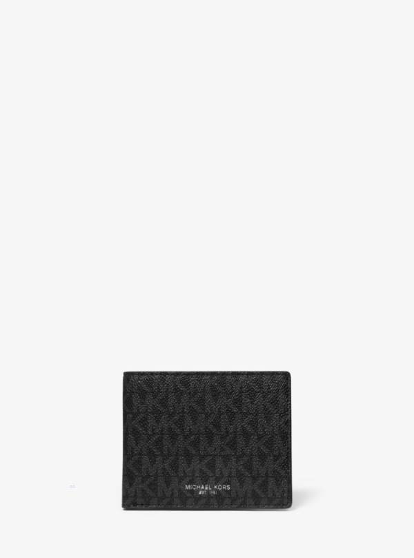Panske Penazenky Michael Kors Greyson Logo Slim Billfold Čierne - Doplnky Michael Kors Vypredaj | XQVKW-9175
